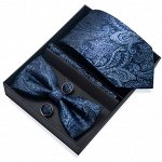 Мужской комплект: галстук, платок, запонки (бижутерия) и бабочка