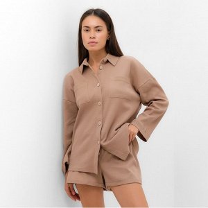 Пижама женская (рубашка, шорты) KAFTAN Basic line, кофейная