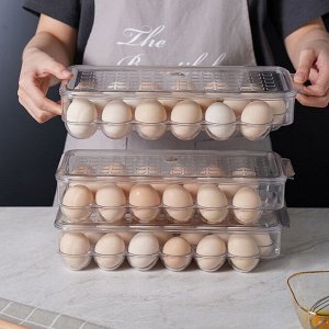 Контейнер для хранения яиц с крышкой / 18 ячеек, 34 x 14 x 7 см