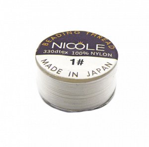 Нить для бисера NICOLE #01 белая, 46 м. Цена за 1 шт.