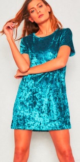 Бархатное мини-платье с короткими рукавами Цвет: ГОЛУБОЙ