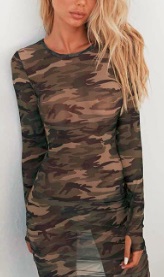 Прозрачное платье с длинным рукавами в стиле "милитари" Цвет: НА ФОТО