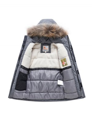 Парка зимняя подростковая для мальчика серого цвета 9331Sr