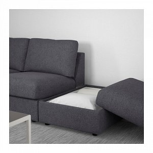 ВИМЛЕ 3-местный угловой диван, с открытым торцом, Гуннаред классический серый