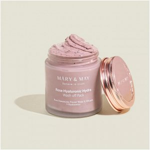 Mary&May Увлажняющая глиняная маска для лица с экстрактом розы  Rose Hyaluronic Hydra Wash off Pack