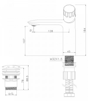 LM5306C "Винг" Смеситель для умывальника монолитный, хром