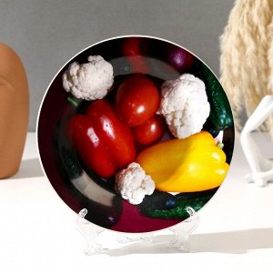 Тарелка декоративная "Овощи", D=17,5 см