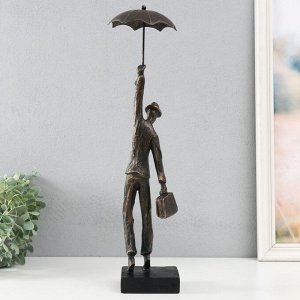 Сувенир полистоун "Человек с зонтом. Полёт" под металл 10,8х10,4х44,6 см
