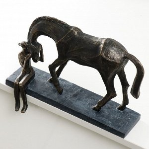 Сувенир полистоун на полку "Девушка с конём" под металл 32,6х11х25,2 см