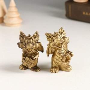Фигурка полистоун «Бронзовый дракоша с подарками», 4x3x5 см, МИКС