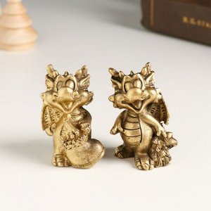 Фигурка полистоун «Бронзовый дракоша с подарками», 4x3x5 см, МИКС