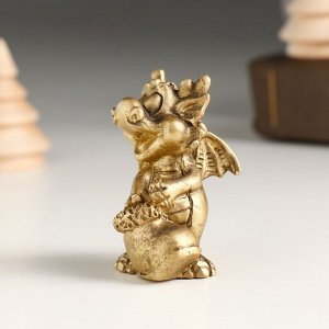 Фигурка полистоун «Бронзовый дракоша с подарками», 4x3x5 см, МИКС