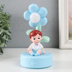 Сувенир полистоун свет "Малыш/Малышка у цветка" МИКС 14,5*8*8см