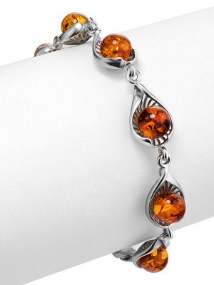 Красивый ажурный браслет «Гесиона» из натурального коньячного янтаря