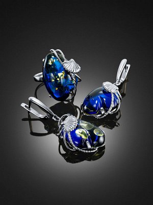 Роскошные серьги с синим янтарём «Версаль»