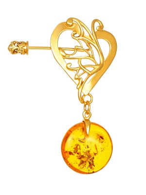 Яркая красивая брошь «Версаль» из золотисто-коньячного янтаря