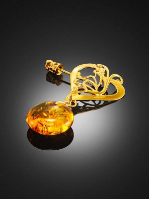 Яркая красивая брошь «Версаль» из золотисто-коньячного янтаря
