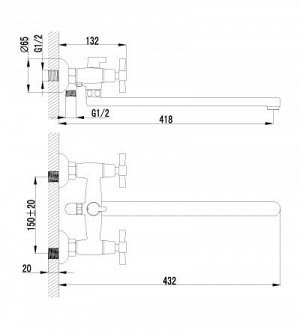 Смеситель для ванны Lemark LM2212C Нео