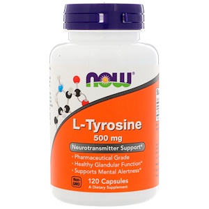 Now Foods, L-тирозин (L-Tyrosine), 500 мг, 120 капсул