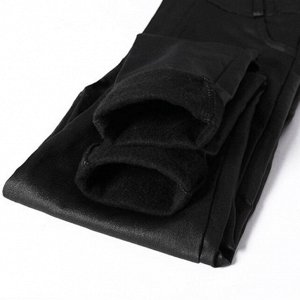 Женские облегающие утепленные брюки из искусственной кожи, черный
