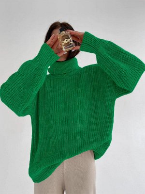Свитер Свободный свитер крупной вязки  с горлом
S: обхват груди 112,  длина рукава 47, длина  66.
М: обхват груди 112, длина рукава 48, длина  67.
L: обхват груди 112, , длина рукава 49, длина 68.