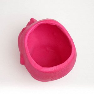 Фигурное кашпо "Голова девушки" розовое, 16х14х16см