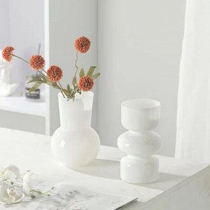 Стеклянная ваза, фигурная, белый цвет, 9х18 см