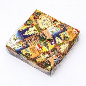 Коробка для печенья, кондитерская новогодняя упаковка «Новогодняя афиша», 12*12*3 см