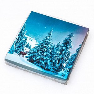 Коробка для печенья «Зимний лес», 18*18*3 см, Новый год