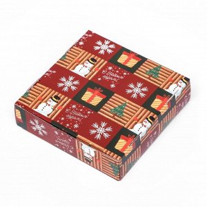 Подарочная коробка сборная с окном "Новогодняя атмосфера", 11,5 х 11,5 х 3 см