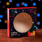 Подарочная коробка сборная с окном &quot;Новогодняя абстракция&quot;, 11,5 х 11,5 х 3 см