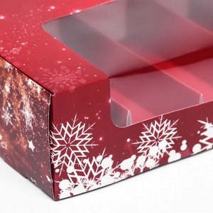 Кондитерская упаковка под 5 эклеров «Снежинки», 25.2x15x6.6 см