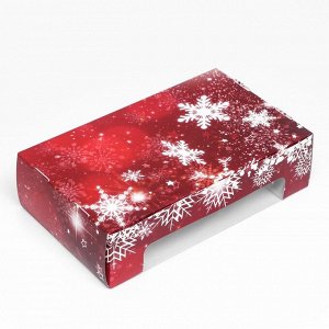 Кондитерская упаковка под 5 эклеров «Снежинки», 25.2x15x6.6 см