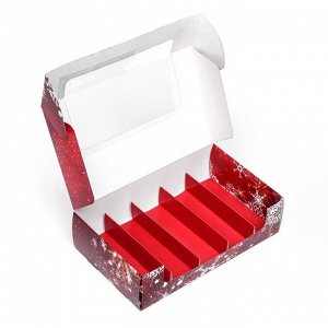 Кондитерская упаковка под 5 эклеров «Снежинки», 25.2x15x6.6 см