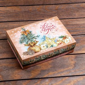 Коробка новогодняя подарочная складная «С Новым годом», 21x15x5.5 см