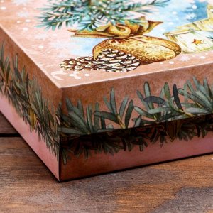 Коробка новогодняя подарочная складная «С Новым годом», 21x15x5.5 см