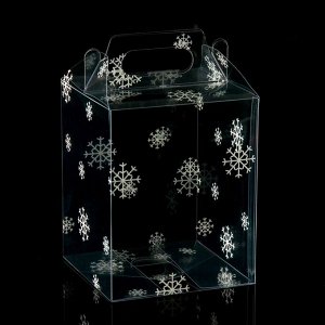 Коробка подарочная новогодняя складная ПВХ «Праздничное настроение» 12*12*15 см