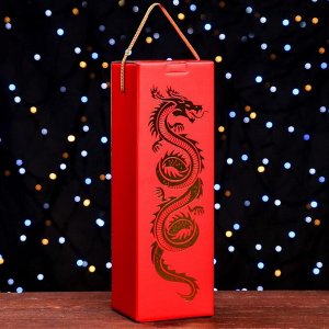 Коробка под шампанское "Дракон на красном", 11 х 11 х 35 см 9765922