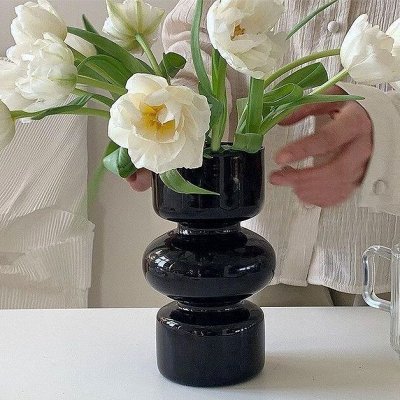 Фигурная стеклянная ваза, французский стиль. Разные расцветки