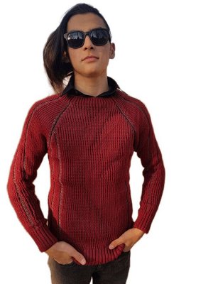 Бордовый свитер SLIM FIT