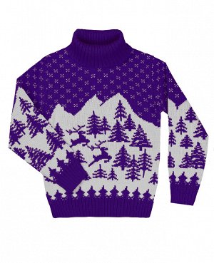 353110-ПВ17, Фиолетовый вязаный свитер для девочки
