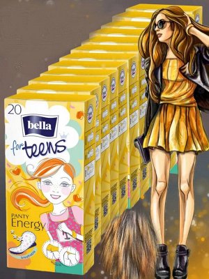 Ежедневные ультратонкие гигиенические прокладки для девушки подростка Bella for teens Energy deo в упаковке 20 шт