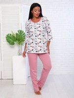 Пижама с брюками футер с начёсом, розовый (949-1)