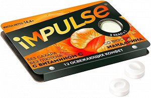 «Impulse», пастилки со вкусом мандарина, без сахара, 14 г (упаковка 12 шт.)