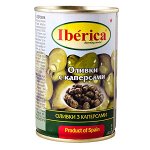 Оливки IBERICA с каперсами ж/б 300 г 1 уп.х 12 шт.