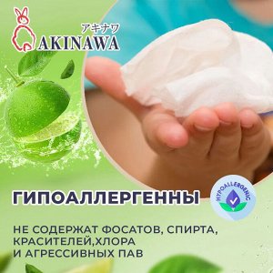 Влажные салфетки AKINAWA антибактериальные с лаймом 15шт