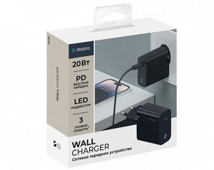 СЗУ-1USB-C Deppa, PD, 20W, черный, 11429