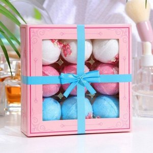 Подарочный набор бурлящих шаров Candy bath bar "Love&Candy" 9шт по 40 г