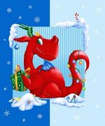 Полотенце кухонное вафельное 45х60-Новогодний дракон 2