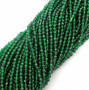 Бусины Шпинели искусственной 2 мм темно-зеленые, нитка 37 см. Цена за нить.